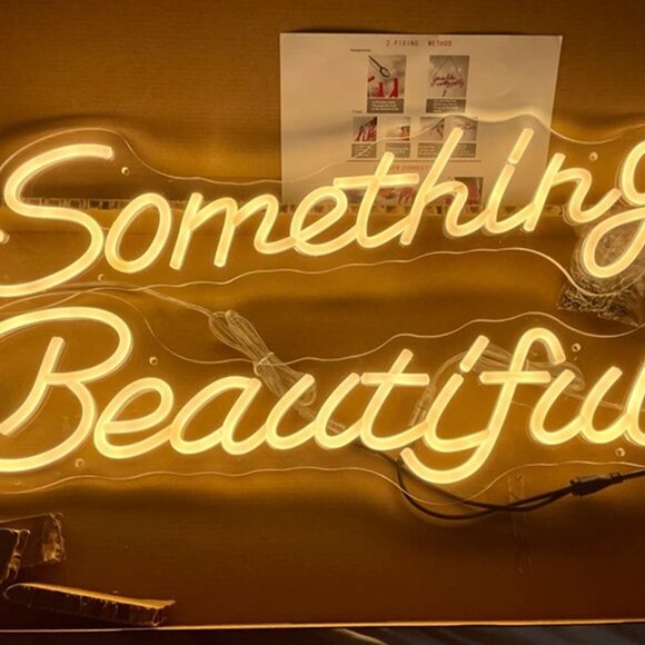 NEW   Something Beautiful Neon Sign for Wall Decor 43.90''x 6.79in - Picture 7 of 7